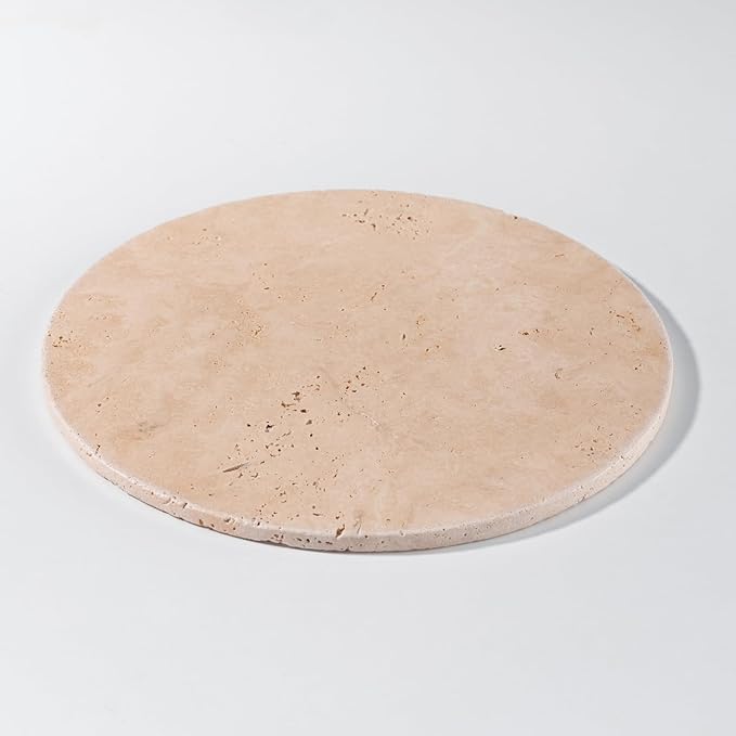 Handcrafted Travertine Tray – Bathroom Counter Organizer, Jewelry Tray, Perfume Organizer & Decorative Tray for Vanity Accessories, Coffee Table Decor & Bathroom Countertop,Stone Tray (Round, Natural)