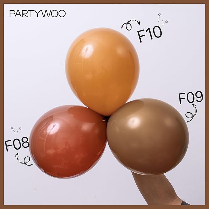 PartyWoo Tan Balloons 101 pcs 12 Inch Boho Neutral Light Brown Coffee Fall Latex Helium Balloons for Graduation Birthday Safari Boy Baby Shower Jungle Cowgirl Woodland Party Decorations Brown-F10