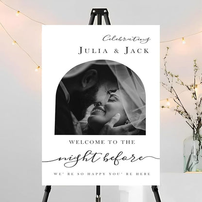 Personalized Rehearsal Dinner Welcome Sign, The Night Before Welcome Sign, Wedding Rehearsal Party Home Decor, Rehearsal Dinner Sign, Elegant Welcome Sign, Wedding Decorations Ceremony #2