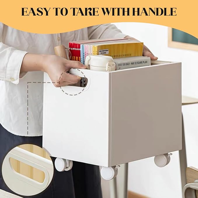 CINPIUK Rolling File Organizer with Wheels, Stackable Storage File Boxes, Portable Letter/Legal Size File Folder Box Book Box Document Organizer for Home Office Filing Storage Bin, White