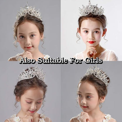 COCIDE Silver Crown for Women Baroque Queen Crown and Tiara for Women Crystal Headband Mermaid Crown Princess Tiaras Hair Accessories for Bride Party Bridesmaids Halloween Costume Cos-play Gift