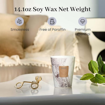 M&SENSE Summer Night Scented Candles for Home, 3 Wick Highly Scented Jar Candle, 14.1 Oz 80H Long Lasting Burning Christmas Candle for Women, Aromatherapy Candles for Holiday Christmas Gift