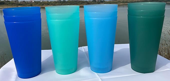 AOYITE 32 oz Reusable Drinking Cups, Unbreakable Large Plastic Tumblers set of 12, BPA Free Dishwasher Safe Cups for Kids Adult Kitchen Camping Party Outdoor