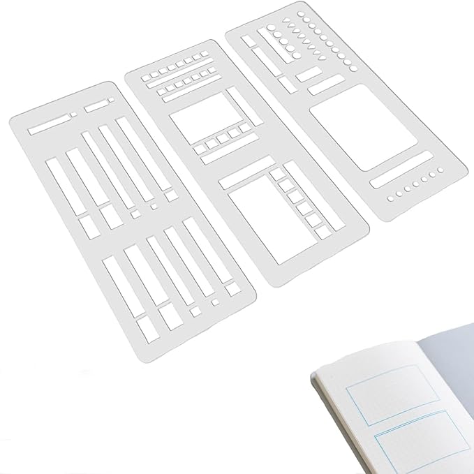 Handmade Flexible Record Template, Planner Stencils Set, Drawing & Lettering Templates for Journaling, Calendar, Scrapbooking & DIY Craft Supplies (Style-A3)