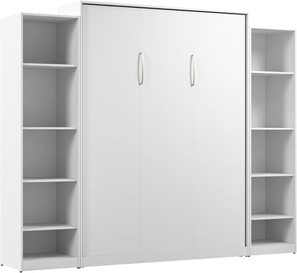 Bestar Claremont Queen Murphy Bed with Closet Organizers (105W) in White, Space-Saving Sleeping Arrangement for Multipurpose Room
