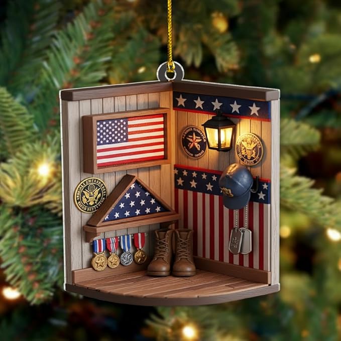 Custom Veteran Ornament, Personalized Military Christmas Tree Decorations, Patriotic Christmas Ornaments, Memorial Gifts for Veterans and Soldiers