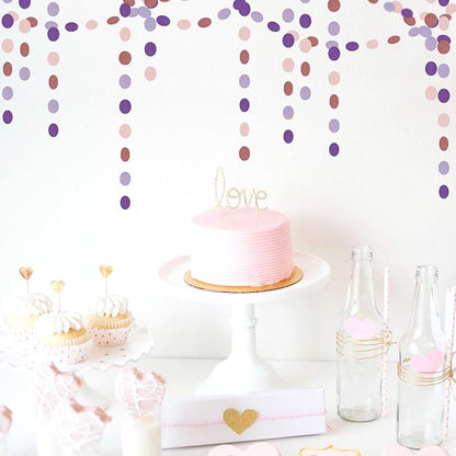 Rose-Gold Pink-Purple Party-Decorations Streamers Garland - 52Ft Baby Shower Decorations for Girl Women Birthday Hanging Paper Banner,Bachelorette Wedding Engagement Decor Banners Lasting Surprise