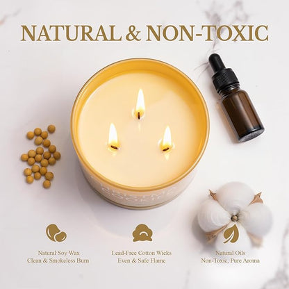 Christmas Cookie Candle, Large 3 Wick 12oz Soy Scented Candle, Luxury Christmas Birthday & Winter Holiday Gift for Women & Men, Long Lasting 60+ Hour Clean Non-Toxic Burn, Elegant Winter Home Decor