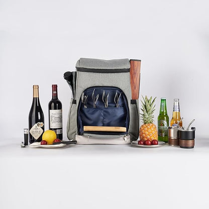 Picnic Backpack Bundle 15-in-1 Set Camping Gear with Fold Table & Waterproof Blanket & Stainless Steel Utensils for 4-Person Family Hiking Essentials