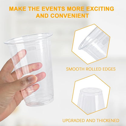 12 oz Clear Plastic Cups, 300 Count Disposable Coffee Cups No Lids, 12 Ounce Cold Plastic Party Cup Bulk, PET Clear Cup for Iced Coffee, Smoothie, Cold Beverage