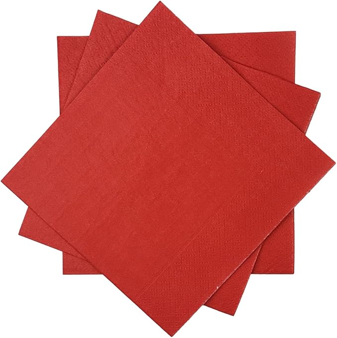 Red Cocktail Napkins 5 * 5inch disposable Beverage Napkin paper for Cocktail, Wedding, Dinner，Birthday Party Dessert Wine Paper Napkins（ 120 Count）
