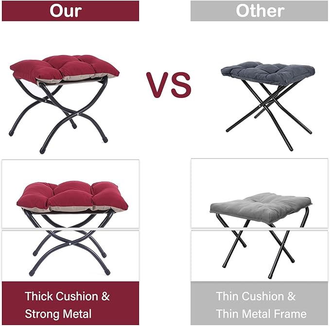 LITA Lazy Chair with Ottoman, Modern Accent Leisure Upholstered Sofa Chairs, Contemporary Lounge Reading Chairs with Armrests and a Side Pocket for Living Room, Bedroom & Small Space, Burgundy