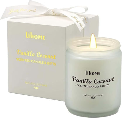 Candles Gifts for Women - Natural Soy Wax Candle for Home Scented Perfect for Christmas, Birthday, Mother's Day, Vanilla Coconut Candles