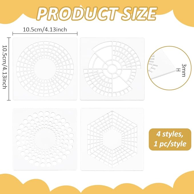 BENECREAT 4Pcs Acrylic Journal Stencils, Handmade Flexible Record Template, Planner Stencil for Bullet Journaling, Reusable Calendar Planners, Durable Writing & Drawing Tools