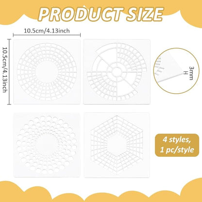 BENECREAT 4Pcs Acrylic Journal Stencils, Handmade Flexible Record Template, Planner Stencil for Bullet Journaling, Reusable Calendar Planners, Durable Writing & Drawing Tools