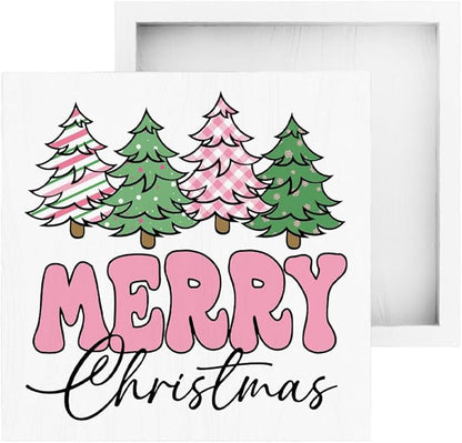 Pink Merry Christmas Decorations for Home Christmas Decor for Living room Merry Xmas Decorations for Office Table 5 x 5 Inches