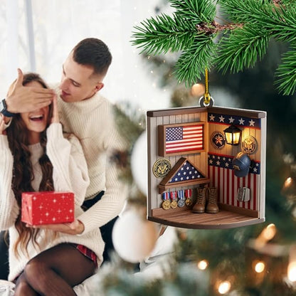 Custom Veteran Ornament, Personalized Military Christmas Tree Decorations, Patriotic Christmas Ornaments, Memorial Gifts for Veterans and Soldiers