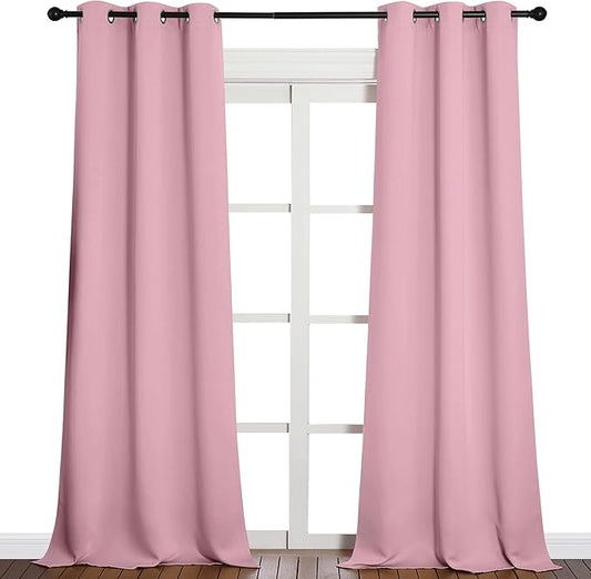 NICETOWN Patio Glass Door Blackout Curtains for Bedroom/Living Room, Privacy Panel Drapes for Dining Room and Guest Room (Crystal Pink, 42 inches Wide x 95 inches Long, 1 Pair)
