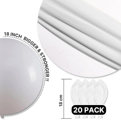 PartyWoo White Balloons 20pcs 18 Inch Matte White Latex Balloons for Wedding Bridal Graduation Engagement Baby Shower Gender Reveal Easter Anniversary Birthday Tea Party Decorations White-Y13