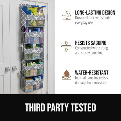 GORILLA GRIP Over The Door Organizer Storage, 5 Deep Hanging Shelves, Holds 50lbs, Closet Organizers Shelf for Bedroom, Shoes, Bathroom, Nursery, Dorm Essentials, 58x15 Inches, Quatrefoil