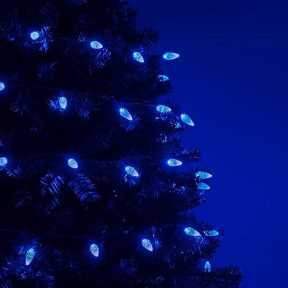 70 C6 Blue LED String Lights, 24 Ft, Indoor-Outdoor Christmas String Lights for Bedroom Dorm Room Lights Outdoor Tree Lights Blue Light Set