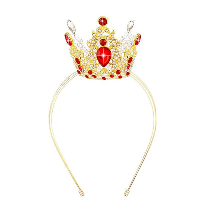 VELSCRUN Red Crystal Tiara Headband, Crowns for Women, Princess Girls Tiaras, Royal Queen Crown Princess Quinceanera Headpieces for Birthday Prom Bride Wedding Pageant Party Hair Band