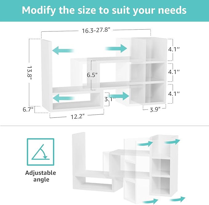 Desk Shelves Desktop Organizer Shlef - White Office Organization for Top of Desk Organizers and Accessories Corner Bookshelf Table Top Shelving Small Hutch Decorations for Women Office