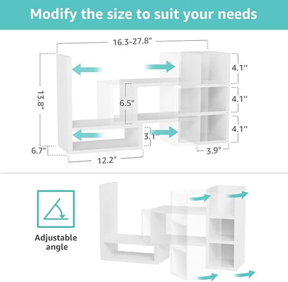 Desk Shelves Desktop Organizer Shlef - White Office Organization for Top of Desk Organizers and Accessories Corner Bookshelf Table Top Shelving Small Hutch Decorations for Women Office