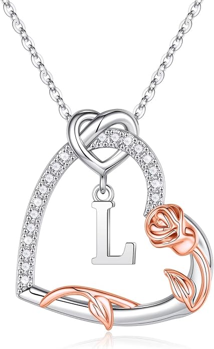 Iefil Christmas Gifts for Women Her - 925 Sterling Silver Heart Initial Necklaces, Anniversary Birthday Gifts, Women Jewelry Gift for Wife Girlfriend Mom Daughter Her