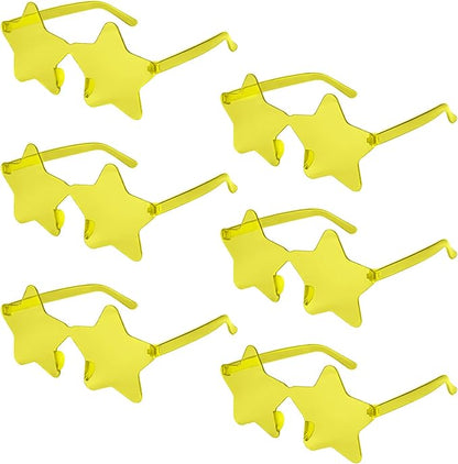 NACHLYNN 6 Pcs Rimless Star Shaped Sunglasses Yellow Pentagram Glasses Transparent Sunglasses Thanksgiving Day Party Favor