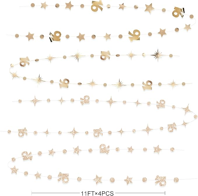 Champagne Gold Number 16 Circle Dot Twinkle Star Garland Streamer Bunting Banner Backdrop Decorations for Girls Happy 16th Birthday Sweet Sixteen 16th Anniversary Cheers to 16 Years Party Decor