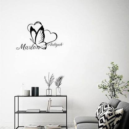Personalized Last Name Metal Sign,Customized Metal Heart Butterfly Sign,Custom Couple's Name Sign for Her,Outdoor/IndoorDecor,Wedding and Housewarming Gift for New Couple,Valentine's Day Gift