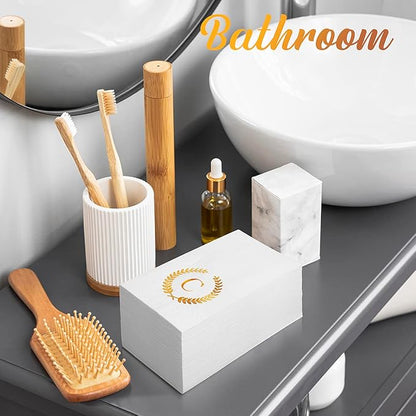 200 Pack Monogrammed Disposable Napkins Gold Foil Letter C Guest Napkins Initial Disposable Hand Paper Towels for Wedding Engagement Baby Shower Party Home Kitchen Bathroom Dinner Decorative Towels