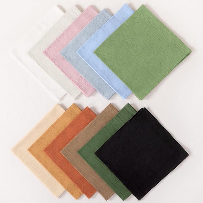 Socomi Cloth Napkins Beige Fall Thanksgiving Washable Reusable Bulk Linen Cotton Napkins Set of 10 17"x17" for Wedding Party Bridal Baby Shower Birthday Dining Table Decorations