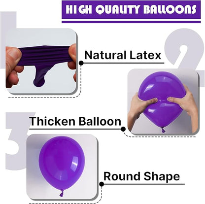 PartyWoo Dark Purple Balloons 155pcs Different Sizes of 18 12 10 5 Inch Royal Purple Balloon Arch Kit Garland for Birthday Baby Shower Graduation Anniversary Bachelorette Party Decorations Purple-Y16