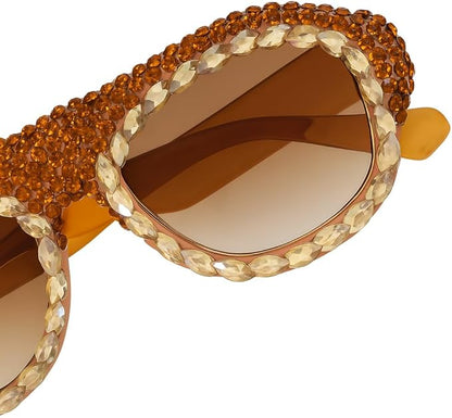 bullabulling Vintage Pilot Rhinestone Sunglasses Women Fashion Diamond bling party Sun Glasses Crystal Shades UV400