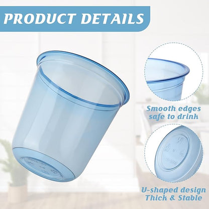 50pcs 12oz Disposable Stemless Glasses,PET Disposable Drinking Cups,Cold Party Clear Plastic Wine Glasses for Parties Birthday,Wedding,Meeting,Christmas Party Supplies. (Blue)