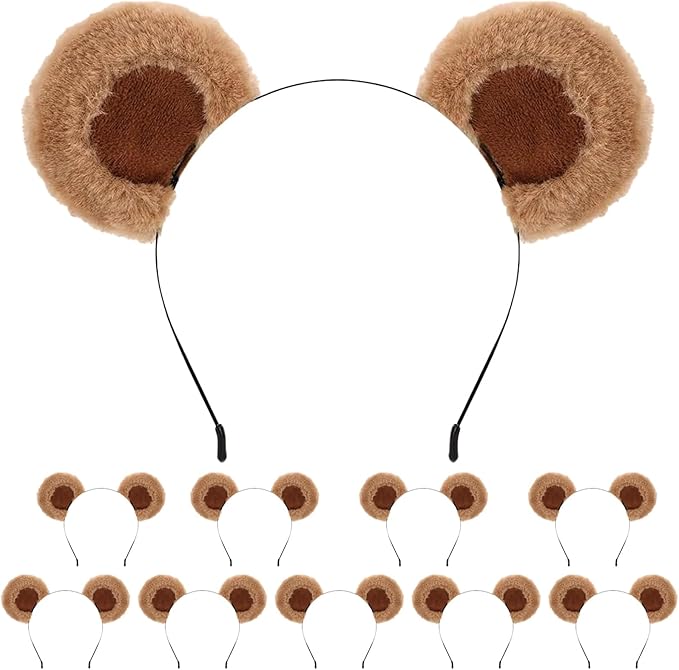 Beviliu Brown Bear Ears Cute Headband Fluffy Hairband, Animal Head Wear for Party Celebrations Halloween