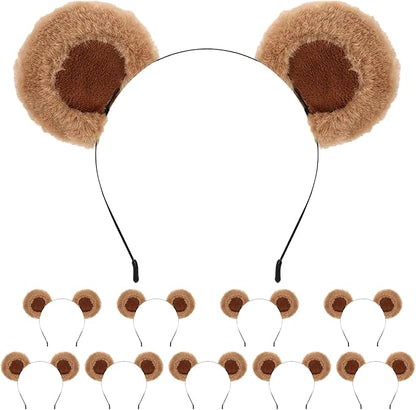 Beviliu Brown Bear Ears Cute Headband Fluffy Hairband, Animal Head Wear for Party Celebrations Halloween