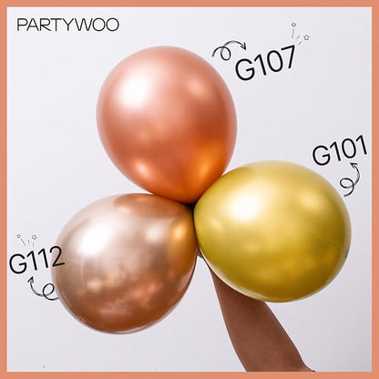 PartyWoo Metallic Rose Gold Balloons, 50 pcs 5 Inch Rose Gold Metallic Balloons, Rose Gold Balloons for Balloon Garland or Arch as Bachelorette Party Decorations, Wedding Decorations, Rose Gold-G107