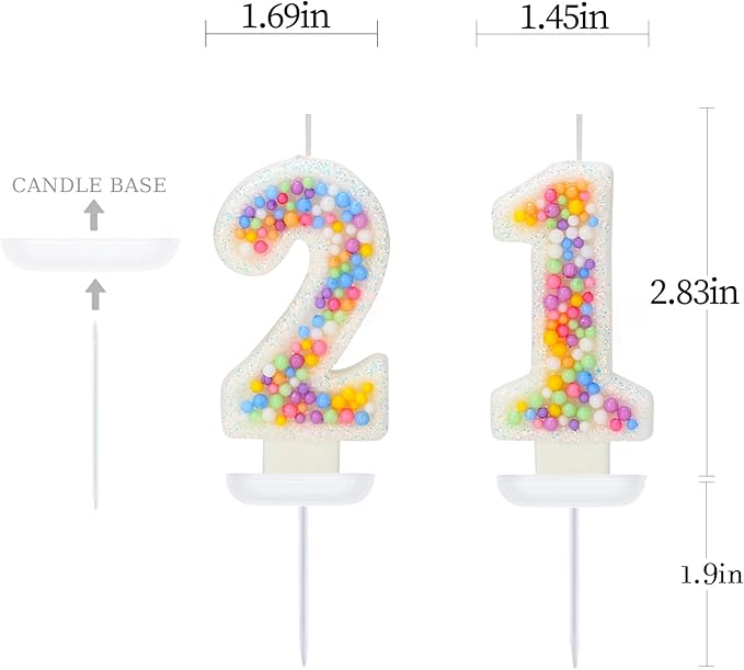 21nd Birthday Candle for Cake, Colorful Macaron Numeral Candles for Boys/Girls, Theme Birthday Party Cake Decorations, Cake Topper for Birthday Party Supplies (Number 21)