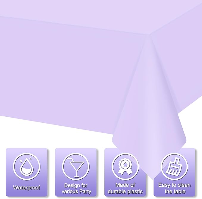 12Pcs Plastic Pastel Color Tablecloths,Assorted Color Table Cloth Disposable Rectangle Table Covers for Baby Shower, Wedding,Birthday Party,Spring Easter and Summer Party Decorations, 54 x 108 Inch