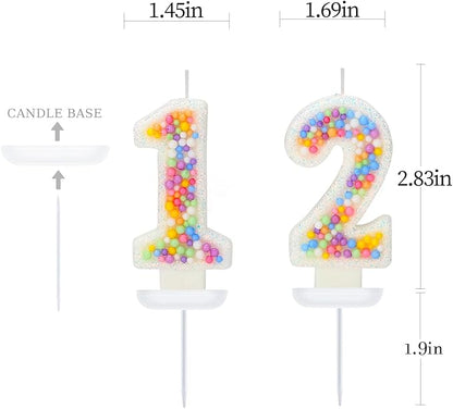 12th Birthday Candle for Cake, Colorful Macaron Numeral Candles for Boys/Girls, Theme Birthday Party Cake Decorations, Cake Topper for Birthday Party Supplies (Number 12)
