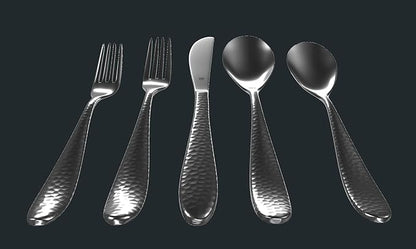 Hammered Silverware Set | Premium 18/10 Stainless Steel Flatware Service for 4 | Heavy-Duty & Dishwasher Safe | Built to Last (20-Piece, Marettimo Hammered)