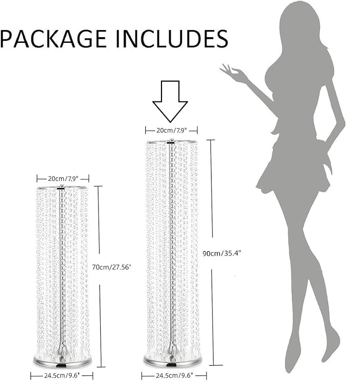 2Pcs 35.43in Tall Metal Wedding Centerpieces with Chandelier Acrylic Crystals Flower Stand, Elegant Wedding Centerpiece Decoration Leads Road Stands for Wedding Party Dinner Event Hotel Home Décor