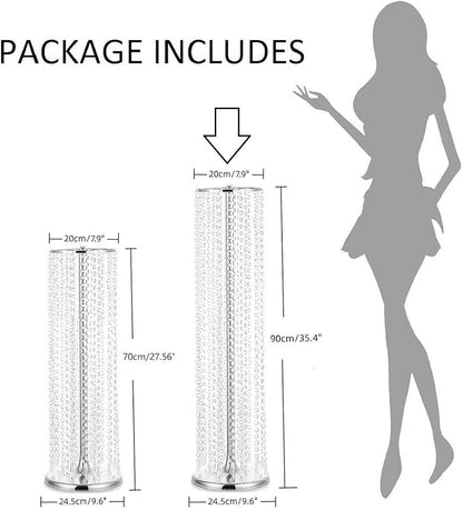 2Pcs 35.43in Tall Metal Wedding Centerpieces with Chandelier Acrylic Crystals Flower Stand, Elegant Wedding Centerpiece Decoration Leads Road Stands for Wedding Party Dinner Event Hotel Home Décor