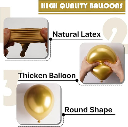 PartyWoo Gold Balloons 101pcs 12 Inch Gold Latex Helium Balloons for Birthday Wedding Anniversary Baby Shower Graduation Bachelorette Retirement Engagement Tea Casino Disco Party Decorations Gold-G101