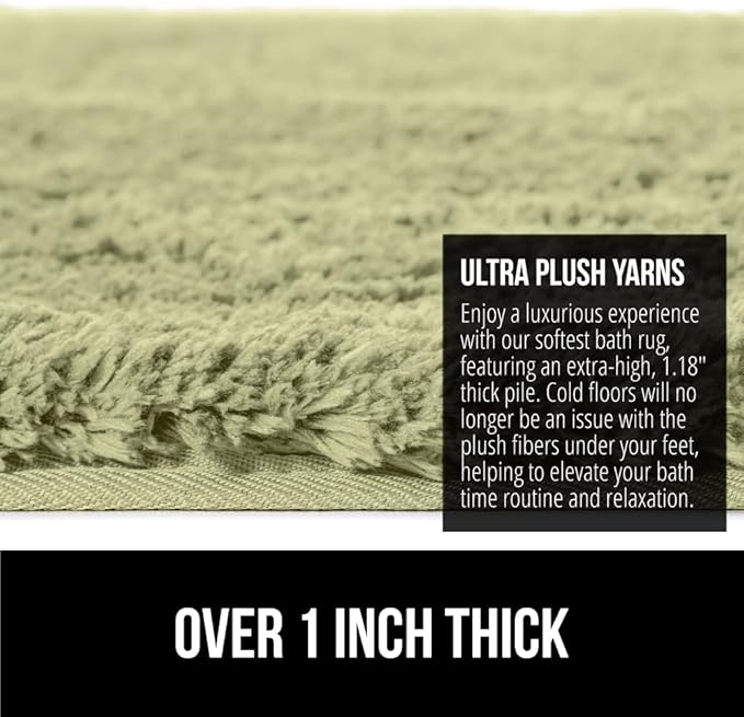 GORILLA GRIP Bathroom Rugs, 30x20, Ultra Soft Absorbent Mat, Thick Plush Bath Rug, Machine Washable, Microfiber Quick Dry, Mats for Shower, Bathtub and Floor, Home Decor Accessories, Sage