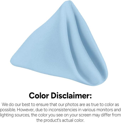 Cloth Napkins Pack of 24 - Light Blue Napkins 17x17 Inches Linen Napkins - 100% Polyester Dinner Napkins Durable and Absorbent with Hemmed Edges Ideal for Parties and Wedding