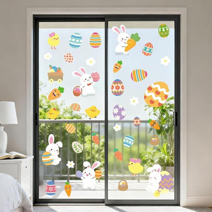 Valentines Day Window Clings for Valentines Decorations, Reusable Static Shamrock Window Clings for St Patricks Day Decorations, Easter Decor for Home, Bathroom and Office